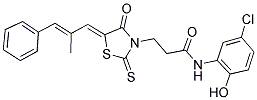 N-(5-CHLORO-2-HYDROXYPHENYL)-3-((5Z)-5-[(2E)-2-METHYL-3-PHENYLPROP-2-ENYLIDENE]-4-OXO-2-THIOXO-1,3-THIAZOLIDIN-3-YL)PROPANAMIDE Struktur