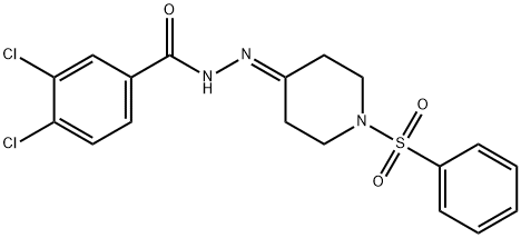 3,4-DICHLORO-N'-[1-(PHENYLSULFONYL)-4-PIPERIDINYLIDENE]BENZENECARBOHYDRAZIDE Struktur