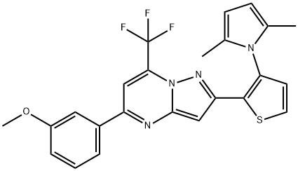 2-[3-(2,5-DIMETHYL-1H-PYRROL-1-YL)-2-THIENYL]-5-(3-METHOXYPHENYL)-7-(TRIFLUOROMETHYL)PYRAZOLO[1,5-A]PYRIMIDINE Struktur