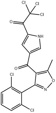 2,2,2-TRICHLORO-1-(4-([3-(2,6-DICHLOROPHENYL)-5-METHYL-4-ISOXAZOLYL]CARBONYL)-1H-PYRROL-2-YL)-1-ETHANONE Struktur