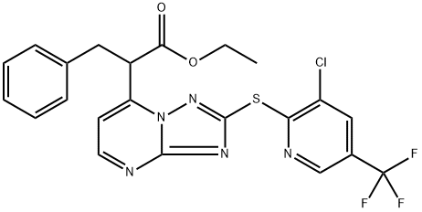 ETHYL 2-(2-([3-CHLORO-5-(TRIFLUOROMETHYL)-2-PYRIDINYL]SULFANYL)[1,2,4]TRIAZOLO[1,5-A]PYRIMIDIN-7-YL)-3-PHENYLPROPANOATE Struktur