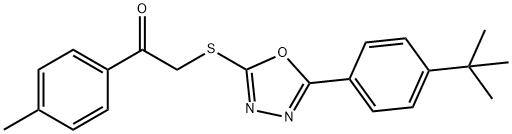 2-((5-[4-(TERT-BUTYL)PHENYL]-1,3,4-OXADIAZOL-2-YL)SULFANYL)-1-(4-METHYLPHENYL)-1-ETHANONE Struktur