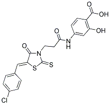 4-((3-[(5Z)-5-(4-CHLOROBENZYLIDENE)-4-OXO-2-THIOXO-1,3-THIAZOLIDIN-3-YL]PROPANOYL)AMINO)-2-HYDROXYBENZOIC ACID Struktur