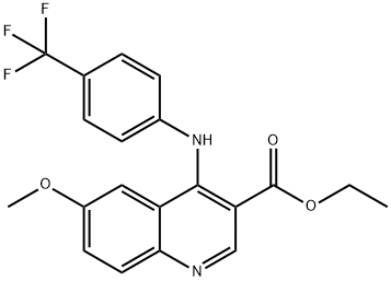 ETHYL 6-METHOXY-4-[4-(TRIFLUOROMETHYL)ANILINO]-3-QUINOLINECARBOXYLATE Struktur