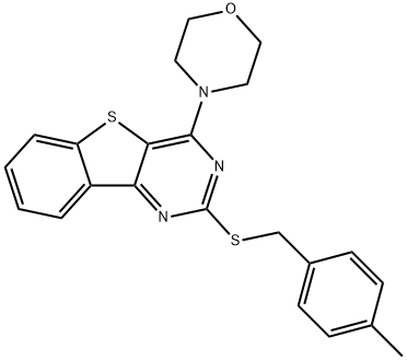 2-[(4-METHYLBENZYL)SULFANYL]-4-MORPHOLINO[1]BENZOTHIENO[3,2-D]PYRIMIDINE Struktur