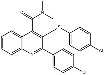 2-(4-CHLOROPHENYL)-3-[(4-CHLOROPHENYL)SULFANYL]-N,N-DIMETHYL-4-QUINOLINECARBOXAMIDE Struktur