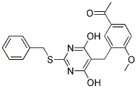 1-(3-{[2-(BENZYLTHIO)-4,6-DIHYDROXYPYRIMIDIN-5-YL]METHYL}-4-METHOXYPHENYL)ETHANONE Struktur