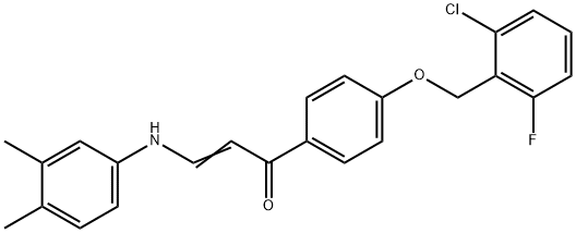 (E)-1-(4-[(2-CHLORO-6-FLUOROBENZYL)OXY]PHENYL)-3-(3,4-DIMETHYLANILINO)-2-PROPEN-1-ONE Struktur