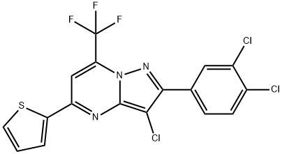 3-CHLORO-2-(3,4-DICHLOROPHENYL)-5-(2-THIENYL)-7-(TRIFLUOROMETHYL)PYRAZOLO[1,5-A]PYRIMIDINE Struktur