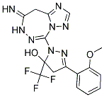 1-(8-IMINO-8,9-DIHYDRO-7H-[1,2,4]TRIAZOLO[1,5-D][1,2,4]TRIAZEPIN-5-YL)-3-(2-METHOXYPHENYL)-5-(TRIFLUOROMETHYL)-4,5-DIHYDRO-1H-PYRAZOL-5-OL Struktur