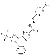 (E)-N'-(4-(DIMETHYLAMINO)BENZYLIDENE)-2-(5-PHENYL-3-(TRIFLUOROMETHYL)-1H-PYRAZOL-1-YL)THIAZOLE-4-CARBOHYDRAZIDE Struktur