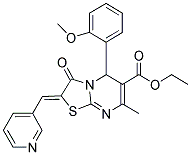 (Z)-ETHYL 5-(2-METHOXYPHENYL)-7-METHYL-3-OXO-2-(PYRIDIN-3-YLMETHYLENE)-3,5-DIHYDRO-2H-THIAZOLO[3,2-A]PYRIMIDINE-6-CARBOXYLATE Struktur