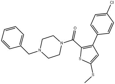 (4-BENZYLPIPERAZINO)[3-(4-CHLOROPHENYL)-5-(METHYLSULFANYL)-2-THIENYL]METHANONE Struktur