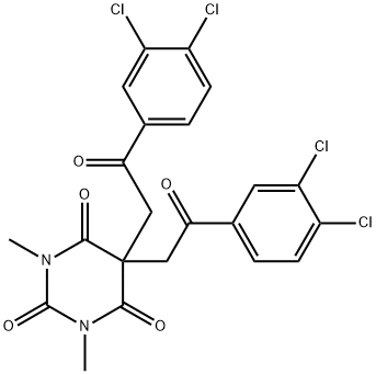 5,5-BIS[2-(3,4-DICHLOROPHENYL)-2-OXOETHYL]-1,3-DIMETHYL-2,4,6(1H,3H,5H)-PYRIMIDINETRIONE Struktur