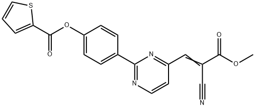 4-(4-[(E)-2-CYANO-3-METHOXY-3-OXO-1-PROPENYL]-2-PYRIMIDINYL)PHENYL 2-THIOPHENECARBOXYLATE Struktur