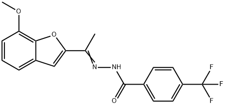 N'-[(E)-1-(7-METHOXY-1-BENZOFURAN-2-YL)ETHYLIDENE]-4-(TRIFLUOROMETHYL)BENZENECARBOHYDRAZIDE Struktur