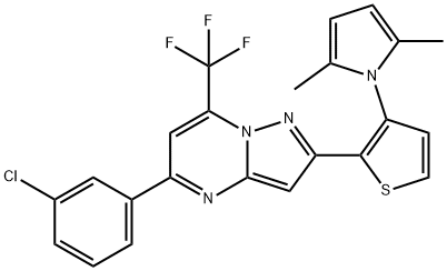 5-(3-CHLOROPHENYL)-2-[3-(2,5-DIMETHYL-1H-PYRROL-1-YL)-2-THIENYL]-7-(TRIFLUOROMETHYL)PYRAZOLO[1,5-A]PYRIMIDINE Struktur