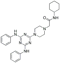 N-CYCLOHEXYL-2-[4-(4,6-DIANILINO-1,3,5-TRIAZIN-2-YL)-1-PIPERAZINYL]ACETAMIDE Struktur