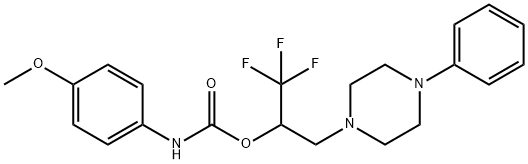 2,2,2-TRIFLUORO-1-[(4-PHENYLPIPERAZINO)METHYL]ETHYL N-(4-METHOXYPHENYL)CARBAMATE Struktur