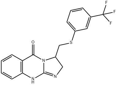 3-(([3-(TRIFLUOROMETHYL)PHENYL]SULFANYL)METHYL)-2,3-DIHYDROIMIDAZO[2,1-B]QUINAZOLIN-5(1H)-ONE Struktur