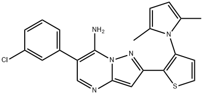 6-(3-CHLOROPHENYL)-2-[3-(2,5-DIMETHYL-1H-PYRROL-1-YL)-2-THIENYL]PYRAZOLO[1,5-A]PYRIMIDIN-7-AMINE Struktur