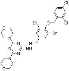 (E)-4,4'-(6-(2-(3,5-DIBROMO-4-(2,4-DICHLOROBENZYLOXY)BENZYLIDENE)HYDRAZINYL)-1,3,5-TRIAZINE-2,4-DIYL)DIMORPHOLINE Struktur