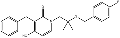 3-BENZYL-1-(2-[(4-FLUOROBENZYL)SULFANYL]-2-METHYLPROPYL)-4-HYDROXY-2(1H)-PYRIDINONE Struktur