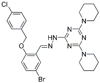 (E)-2-(2-(5-BROMO-2-(4-CHLOROBENZYLOXY)BENZYLIDENE)HYDRAZINYL)-4,6-DI(PIPERIDIN-1-YL)-1,3,5-TRIAZINE Struktur