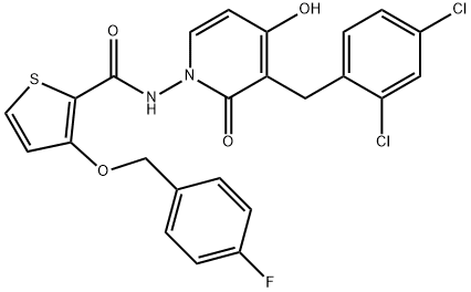 N-[3-(2,4-DICHLOROBENZYL)-4-HYDROXY-2-OXO-1(2H)-PYRIDINYL]-3-[(4-FLUOROBENZYL)OXY]-2-THIOPHENECARBOXAMIDE Struktur