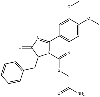 2-[(3-BENZYL-8,9-DIMETHOXY-2-OXO-2,3-DIHYDROIMIDAZO[1,2-C]QUINAZOLIN-5-YL)SULFANYL]ACETAMIDE Struktur