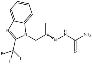 2-((Z)-1-METHYL-2-[2-(TRIFLUOROMETHYL)-1H-1,3-BENZIMIDAZOL-1-YL]ETHYLIDENE)-1-HYDRAZINECARBOXAMIDE Struktur