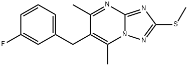 6-(3-FLUOROBENZYL)-5,7-DIMETHYL-2-(METHYLSULFANYL)[1,2,4]TRIAZOLO[1,5-A]PYRIMIDINE Struktur