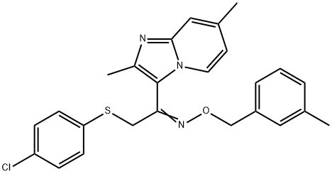 2-[(4-CHLOROPHENYL)SULFANYL]-1-(2,7-DIMETHYLIMIDAZO[1,2-A]PYRIDIN-3-YL)-1-ETHANONE O-(3-METHYLBENZYL)OXIME Struktur