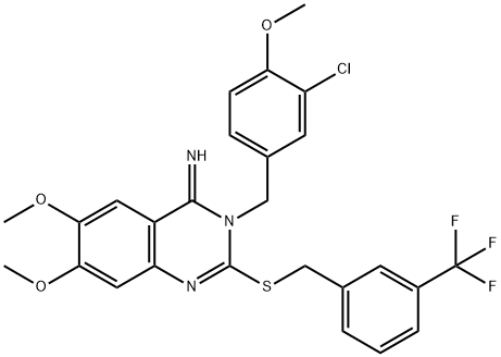 3-(3-CHLORO-4-METHOXYBENZYL)-6,7-DIMETHOXY-2-([3-(TRIFLUOROMETHYL)BENZYL]SULFANYL)-4(3H)-QUINAZOLINIMINE Struktur