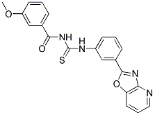 3-METHOXY-N-{[(3-[1,3]OXAZOLO[4,5-B]PYRIDIN-2-YLPHENYL)AMINO]CARBONOTHIOYL}BENZAMIDE Struktur