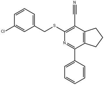 3-[(3-CHLOROBENZYL)SULFANYL]-1-PHENYL-6,7-DIHYDRO-5H-CYCLOPENTA[C]PYRIDINE-4-CARBONITRILE Struktur