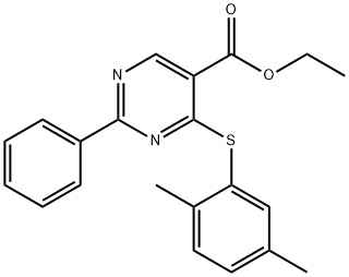 ETHYL 4-[(2,5-DIMETHYLPHENYL)SULFANYL]-2-PHENYL-5-PYRIMIDINECARBOXYLATE Struktur