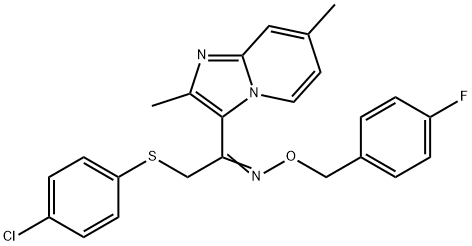 2-[(4-CHLOROPHENYL)SULFANYL]-1-(2,7-DIMETHYLIMIDAZO[1,2-A]PYRIDIN-3-YL)-1-ETHANONE O-(4-FLUOROBENZYL)OXIME Struktur