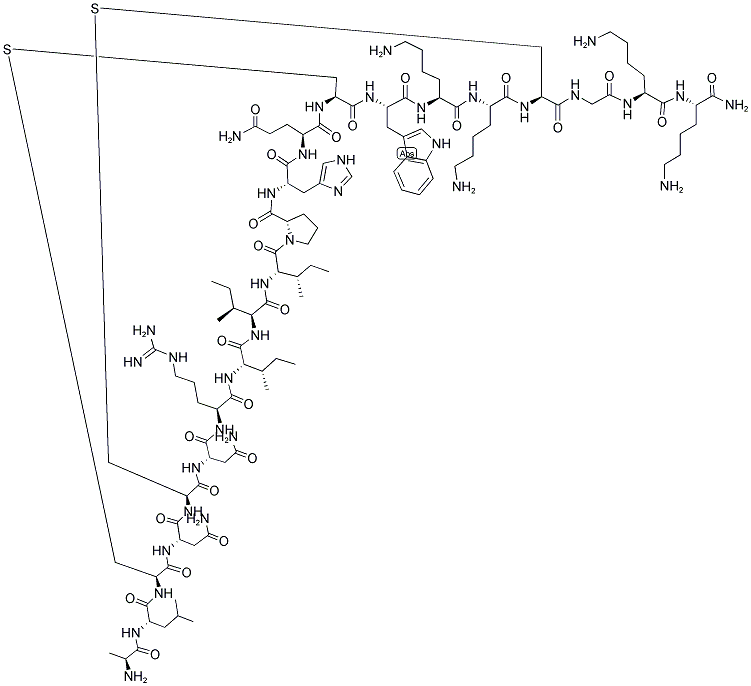 ALA-LEU-CYS-ASN-CYS-ASN-ARG-ILE-ILE-ILE-PRO-HIS-GLN-CYS-TRP-LYS-LYS-CYS-GLY-LYS-LYS-NH2 [DISULFIDE BRIDGES 3-14, 5-18] TRIFLUOROACETATE SALT Struktur