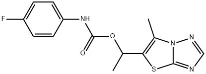 1-(6-METHYL[1,3]THIAZOLO[3,2-B][1,2,4]TRIAZOL-5-YL)ETHYL N-(4-FLUOROPHENYL)CARBAMATE Struktur