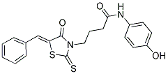 4-[(5Z)-5-BENZYLIDENE-4-OXO-2-THIOXO-1,3-THIAZOLIDIN-3-YL]-N-(4-HYDROXYPHENYL)BUTANAMIDE Struktur