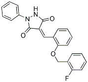 (4E)-4-{2-[(2-FLUOROBENZYL)OXY]BENZYLIDENE}-1-PHENYLPYRAZOLIDINE-3,5-DIONE Struktur