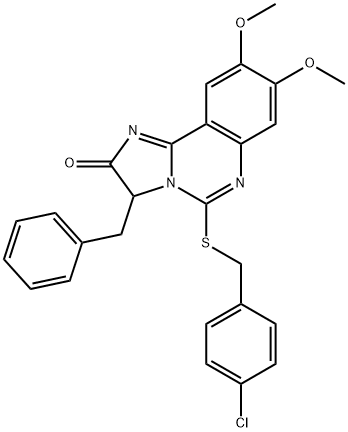 3-BENZYL-5-[(4-CHLOROBENZYL)SULFANYL]-8,9-DIMETHOXYIMIDAZO[1,2-C]QUINAZOLIN-2(3H)-ONE Struktur