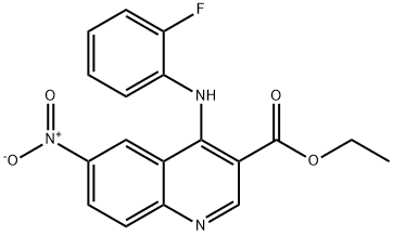 ETHYL 4-(2-FLUOROANILINO)-6-NITRO-3-QUINOLINECARBOXYLATE Struktur