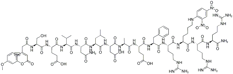 MCA-SER-GLU-VAL-ASN-LEU-ASP-ALA-GLU-PHE-ARG-LYS(DNP)-ARG-ARG-NH2 (2,4-DINITROPHENYL) Struktur