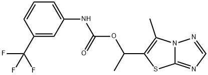 1-(6-METHYL[1,3]THIAZOLO[3,2-B][1,2,4]TRIAZOL-5-YL)ETHYL N-[3-(TRIFLUOROMETHYL)PHENYL]CARBAMATE Struktur