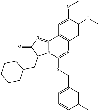 3-(CYCLOHEXYLMETHYL)-8,9-DIMETHOXY-5-[(3-METHYLBENZYL)SULFANYL]IMIDAZO[1,2-C]QUINAZOLIN-2(3H)-ONE Struktur