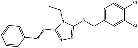 3,4-DICHLOROBENZYL 4-ETHYL-5-[(E)-2-PHENYLETHENYL]-4H-1,2,4-TRIAZOL-3-YL SULFIDE Struktur