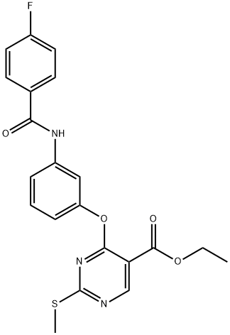 ETHYL 4-(3-[(4-FLUOROBENZOYL)AMINO]PHENOXY)-2-(METHYLSULFANYL)-5-PYRIMIDINECARBOXYLATE Struktur