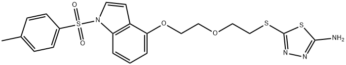 5-((2-[2-((1-[(4-METHYLPHENYL)SULFONYL]-1H-INDOL-4-YL)OXY)ETHOXY]ETHYL)SULFANYL)-1,3,4-THIADIAZOL-2-AMINE Struktur